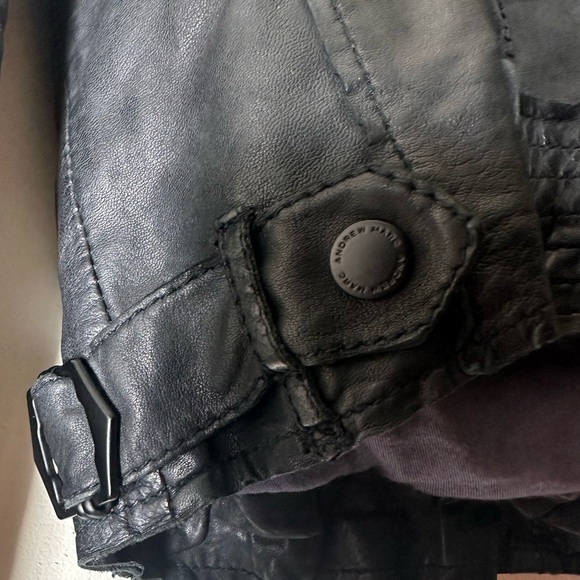 Andrew Marc Lamb skin Leather butterfly lining moto jacket black size XS - Picture 12 of 13